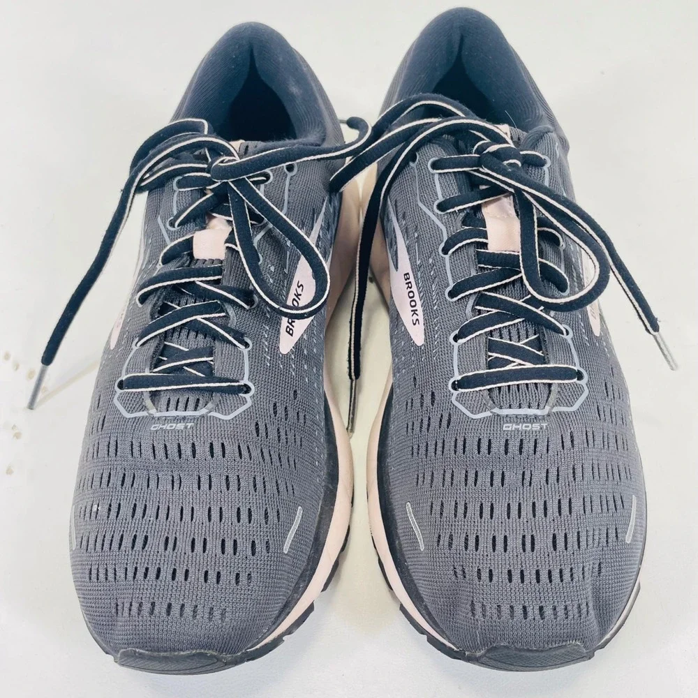 Brooks Ghost 13 Womens 8.5 Wide D Grey Pink Running Shoes 1203381D062